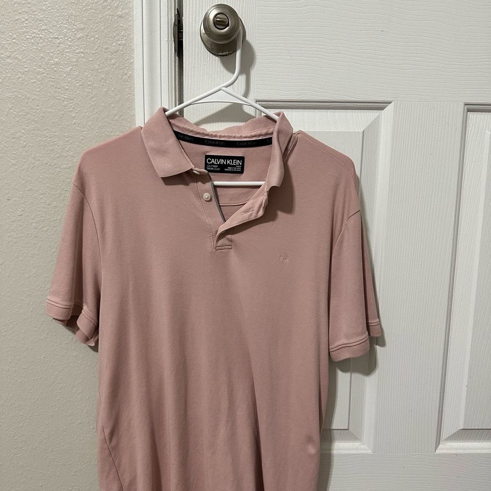 Calvin Klein Men's Pink Liquid Touch Polo Shirt